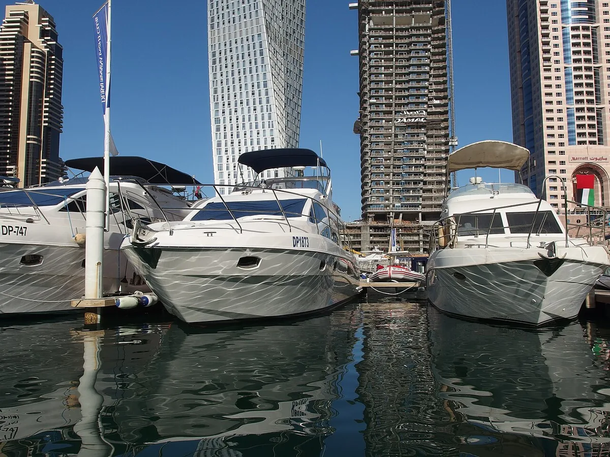 Motor yachts moored in Dubai Marina in 2014