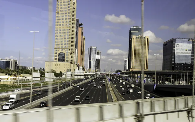 Traffic on Sheikh Zayed Road in Dubai in 2015